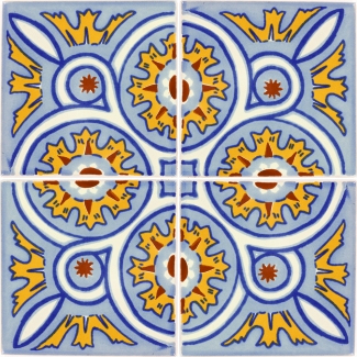 Set Of 4 Mexican Talavera Ceramic Tiles 4 25 X 4 25 In