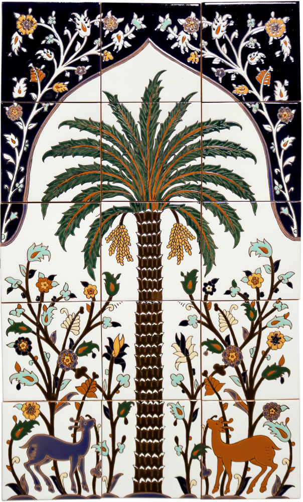 Persian Palm Tree Santa Barbara Tile Mural, Tree Tile Mural