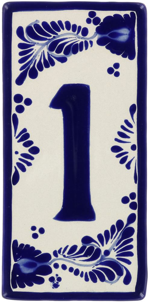 Pueblo 3 Talavera Mexican House Number, Mexican Tile Address Numbers