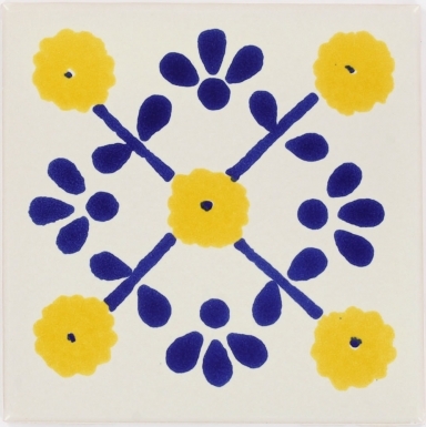 Yellow Marguerite Talavera Mexican Tile