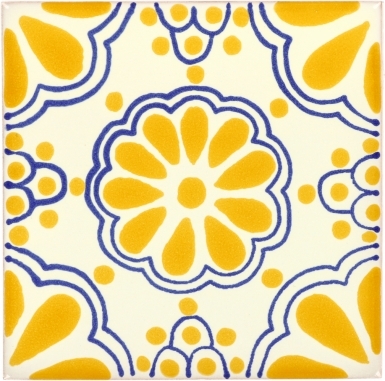 Yellow Lace Talavera Mexican Tile
