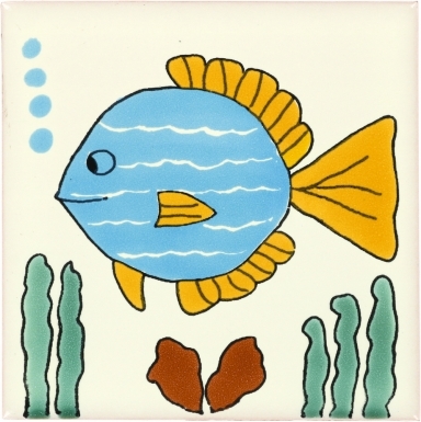 Turquoise Fish Talavera Mexican Tile