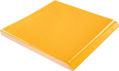 4.25" x 4.25" Surface Bullnose: Gold Yellow - Talavera Mexican Tile