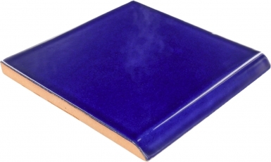 4.25" x 4.25" Surface Bullnose: Cobalt Blue - Talavera Mexican Tile