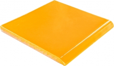 4.25" x 4.25" Surface Bullnose: Tangerine Yellow - Talavera Mexican Tile