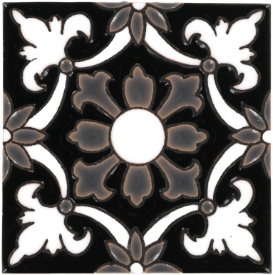 Santa Helena Flower Black Gloss Santa Barbara Ceramic Tile