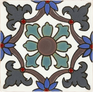 Santa Helena Flower Teal Santa Barbara Ceramic Tile