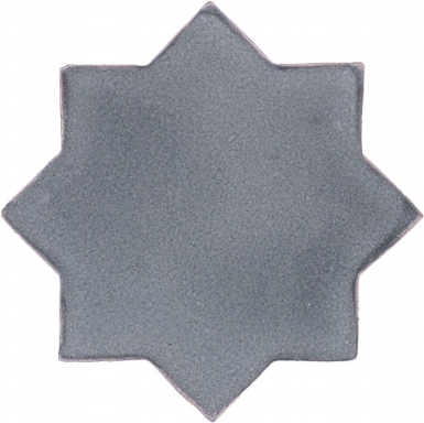 4.25" x 4.25" Gray 2 Matte Eight Point Star Mudejar - Tierra High Fired Glazed Filed Tile