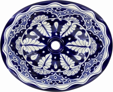 Blue Lace Talavera Ceramic Oval Drop In Bathroom Sink