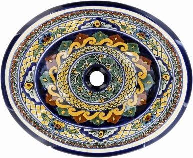 Vallarta Talavera Ceramic Oval Drop In Bathroom Sink