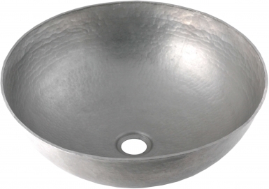 - ON SALE - Brushed Nickel - Round Vessel Copper Sink