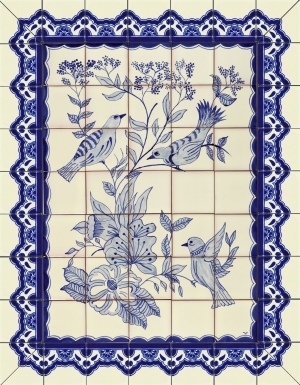 Pajaros Azules Ceramic Tile Mural