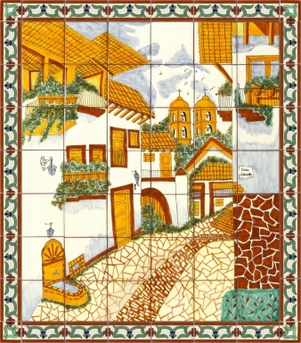 San Miguel Street Ceramic Tile Mural