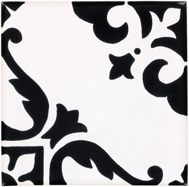 6" x 6" Quarter Ibiza 1 on Pure White - Sevilla Ceramic Floor Tile