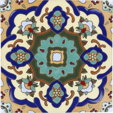 12.5" x 12.5" Santa Barbara Flower - Santa Barbara Ceramic Floor Tile