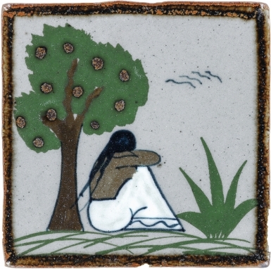 - ON SALE - Woman with Agave & Tree - Tenampa Stoneware Tile