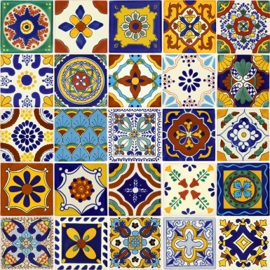 C276-9 Decorated Mexican Talavera Clay 4" x 4" Tiles 