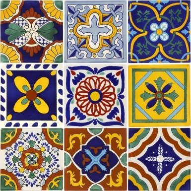 Set of 9 Individual Tiles 6" x 6" - Talavera Mexican Tile Set