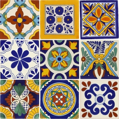 Set of 9 Individual Tiles 6" x 6" - Talavera Mexican Tile Set