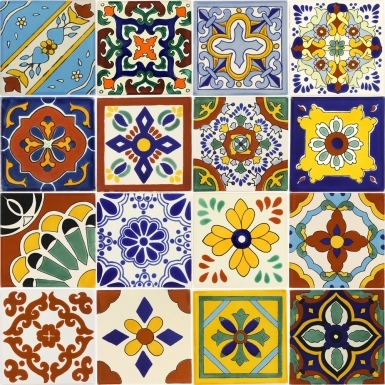 Set of 16 Individual Tiles 6" x 6" - Talavera Mexican Tile Set