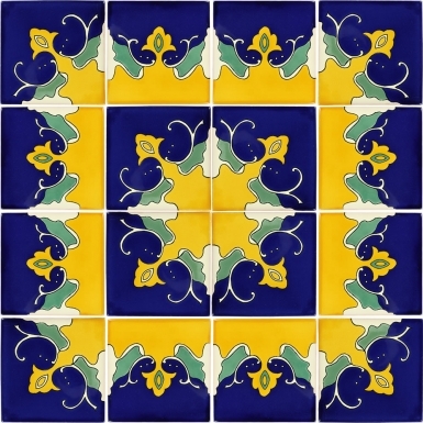 Set of 16 Individual Tiles 4.25" x 4.25" - Talavera Mexican Tile Set