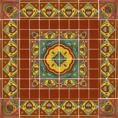 Set of 64 Individual Tiles 2", 2 x 4.25" and 4.25" - Talavera Mexican Tile Set