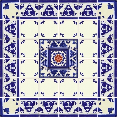 Set of 41 Individual Tiles 2", 2 x 4.25" and 4.25" - Talavera Mexican Tile Set