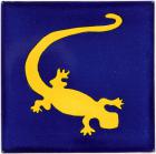 Yellow Gecko in Blue Talavera Mexican Tile