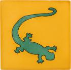 Green Gecko in Yellow Talavera Mexican Tile